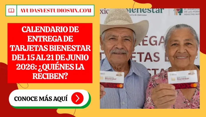¡Confirmado por la Secretaría! Calendario de entrega de Tarjetas Bienestar del 15 al 21 de Junio 2026: ¿Quiénes la reciben?