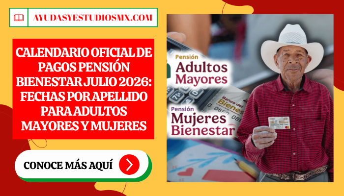 Calendario Oficial de Pagos Pensión Bienestar Julio 2026: Fechas por Apellido para Adultos Mayores y Mujeres