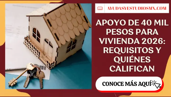 Apoyo de 40 Mil Pesos para Vivienda 2026: Requisitos y Quiénes Califican
