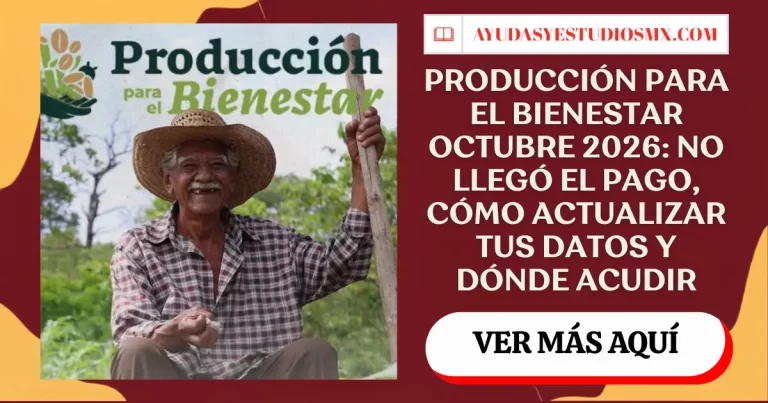 Producción para el Bienestar octubre 2026: no llegó el pago, cómo actualizar tus datos y dónde acudir